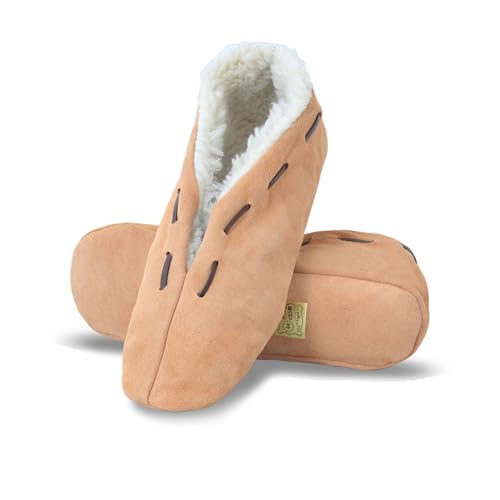 Sonia Originelli Wildleder Hausschuh Schluffi mit warmen Kuschelfell, Farbe: beige, Größe: 46 von Sonia Originelli