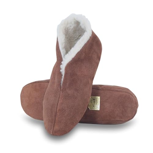 Sonia Originelli Wildleder Hausschuh Schluffi mit warmen Kuschelfell, Farbe: braun, Größe: 38 von Sonia Originelli