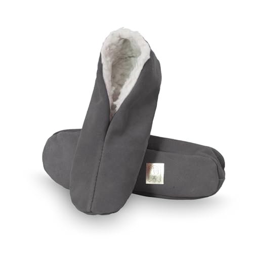 Sonia Originelli Wildleder Hausschuh Schluffi mit warmen Kuschelfell, Farbe: grau, Größe: 35 von Sonia Originelli