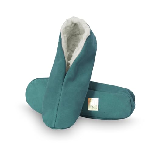 Sonia Originelli Wildleder Hausschuh Schluffi mit warmen Kuschelfell, Farbe: grün, Größe: 42 von Sonia Originelli