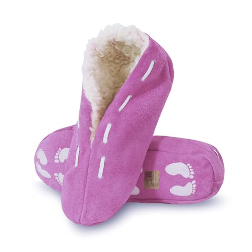 Sonia Originelli Wildleder Hausschuh Schluffi mit warmen Kuschelfell, Farbe: rosa, Größe: 42 von Sonia Originelli