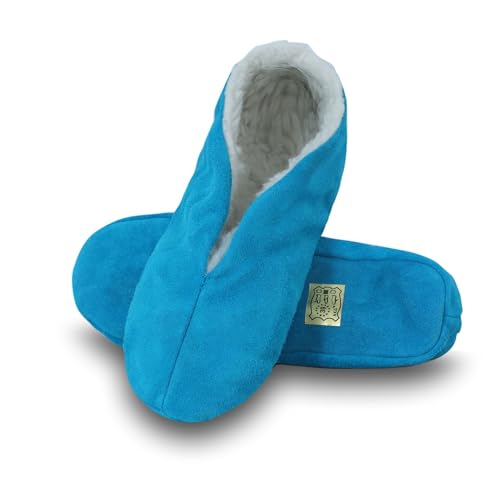 Sonia Originelli Wildleder Hausschuh Schluffi mit warmen Kuschelfell, Farbe: türkis, Größe: 48 von Sonia Originelli
