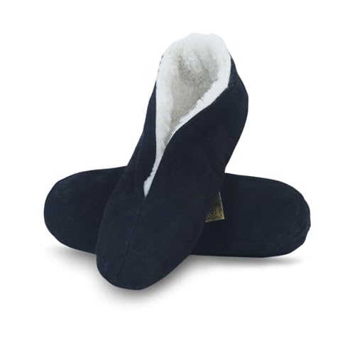 Sonia Originelli Wildleder Hausschuh Schluffi mit warmen Kuschelfell, Farbe: schwarz, Größe: 50 von Sonia Originelli