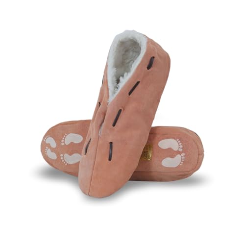 Sonia Originelli Wildleder Hausschuh Schluffi mit warmen Kuschelfell und Antirutschsohle, Farbe: beige, Größe: 35 von Sonia Originelli