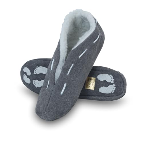 Sonia Originelli Wildleder Hausschuh Schluffi mit warmen Kuschelfell, Farbe: grau, Größe: 38 von Sonia Originelli