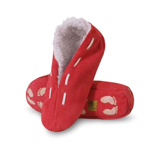 Sonia Originelli Wildleder Hausschuh Schluffi mit warmen Kuschelfell, Farbe: rot, Größe: 39 von Sonia Originelli