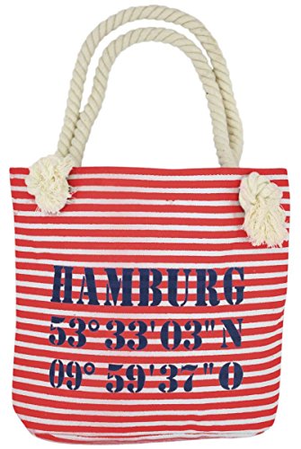 Sonia Originelli XS Shopper Hamburg Shopper Tasche Koordinaten Farbe Rot-Marine von Sonia Originelli