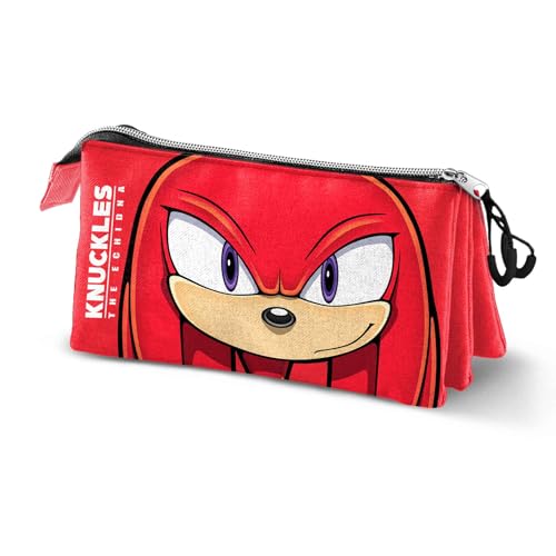 Sonic The Hedgehog - SEGA Knuckles Sight-Dreifach Federmäppchen, Rot, 23 x 11 cm von Sonic The Hedgehog - SEGA