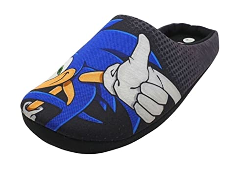 Sonic The Hedgehog, Herren / ältere Jungen Hausschuhe, Schwarz / Blau, Größe 40-46, Schwarz , 42 2/3 EU von Sonic The Hedgehog