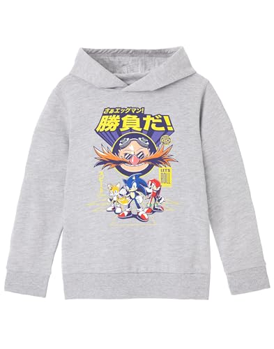 Sonic The Hedgehog Boys Grauer Let's Roll Kapuzenpullover | Sonics rasanter Stil für Junge Abenteurer | Gemütlich bleiben mit Sonic | EIN Cooler Hoodie für Sonic-Fans von Sonic The Hedgehog