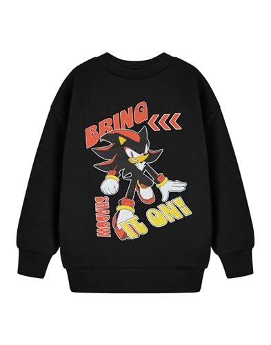 Sonic The Hedgehog Boys Shadow Motivations-Grafik-T-Shirt | Klassisches schwarzes Langarm-Top mit Rundhalsausschnitt | Bring es an! Shadow Game-Bekleidung für den lässigen Alltag von Sonic The Hedgehog