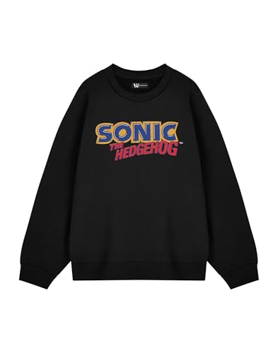 Sonic The Hedgehog Distressed Logo Herren Schwarzes Sweatshirt | Retro-Gaming-Grafik-Hoodie | Klassische Sega-Videospielbekleidung | Offizielles Sonic-Merchandise von Sonic The Hedgehog