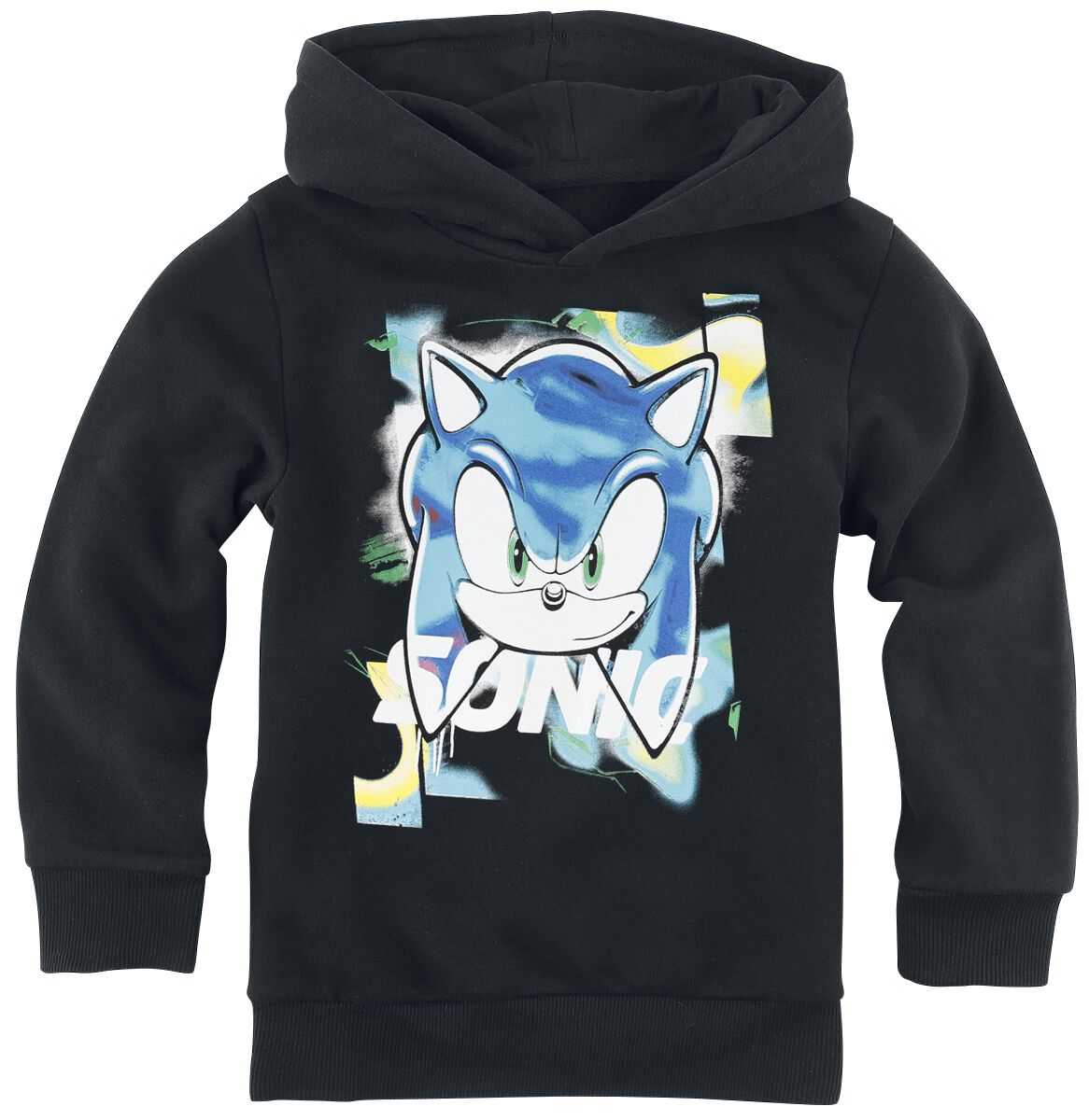 Sonic The Hedgehog - Gaming Kapuzenpullover für Kinder - Kids - Sonic Face - für Mädchen & Jungen - schwarz  - EMP exklusives Merchandise! von Sonic The Hedgehog