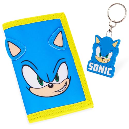 Sonic The Hedgehog Geldbeutel Jungen, Portemonnaie Kinder & Schlüsselanhänger Set - Sonic Geburtstag & Einschulung Junge Geschenk ab 3 Jahren von Sonic The Hedgehog