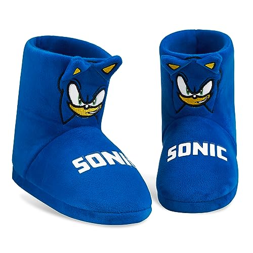 Sonic The Hedgehog Hausschuhe Kinder Jungen - 3D Hausschuhe für Jungen und rutschfeste Sohle in Größe 28-36 (Blau Bootie, 29) von Sonic The Hedgehog