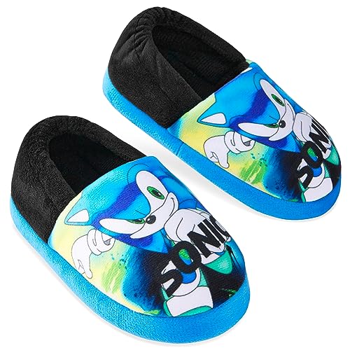 Sonic The Hedgehog Hausschuhe Kinder Jungen - 3D Hausschuhe für Jungen und rutschfeste Sohle in Größe 28-36 (Blau Slip-On, 28) von Sonic The Hedgehog