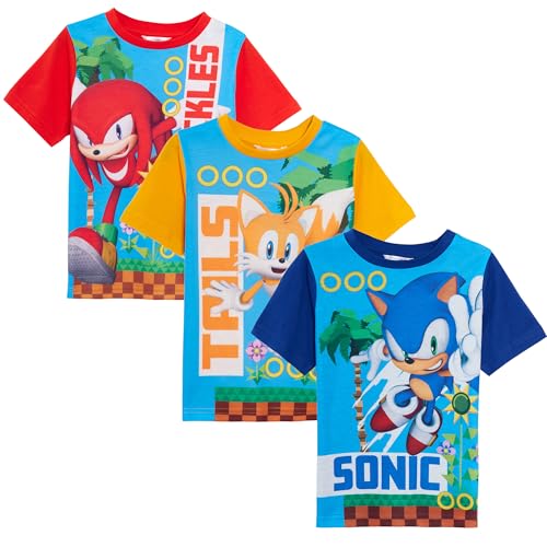 Sonic The Hedgehog Jungen 3er-Pack T-Shirts (3er-Pack) 7-8 Jahre von Sonic The Hedgehog