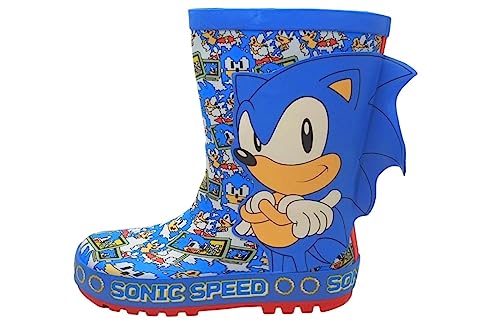 Sonic The Hedgehog Jungen Blau Gummi Regen Stiefel, blau, 34 EU von Sonic The Hedgehog