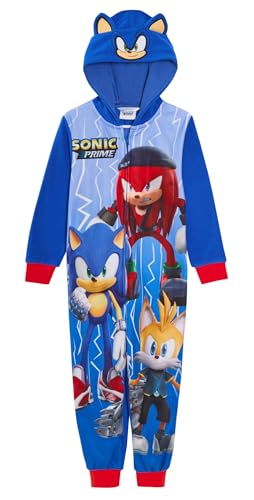 Sonic The Hedgehog Onesie mit Kapuze, All-in-One für Kinder, Schwänze, Knöchel, Fleece, Pyjama, Nachtwäsche von Sonic The Hedgehog