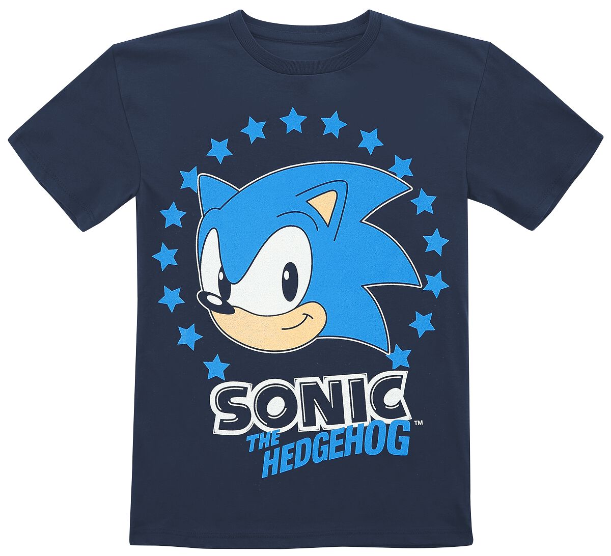 Sonic The Hedgehog Kids - Stars T-Shirt blau in 128 von Sonic The Hedgehog