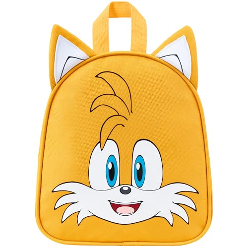 Sonic The Hedgehog Kleiner Rucksack Kinder Shadow Knuckles Tails Gamer Kindergarten Tasche für Kita Vorschule Freizeit (Gelb Tails) von Sonic The Hedgehog