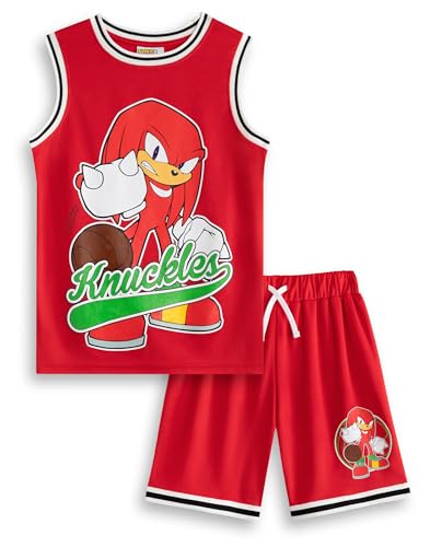 Sonic The Hedgehog Knuckles Red 2-teiliges Basketball-Set | Ärmelloses Sport-Outfit für Kinder | Moderne Cartoon-Bekleidung für Jungen und Mädchen | Basketballausrüstung | Sonic Merch – 4–5 Jahre Sonic The Hedgehog Knuckles Red 2-teiliges Basketball-Set | Ärmelloses Sport-Outfit für Kinder | Moderne Cartoon-Bekleidung für Jungen und Mädchen | Basketballausrüstung | Sonic Merch – 4–5 Jahre von Sonic The Hedgehog