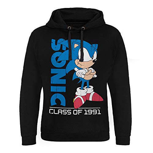 Sonic The Hedgehog Offizielles Lizenzprodukt Class of 1991 Epic Kapuzenpullover (Schwarz), L von Sonic The Hedgehog