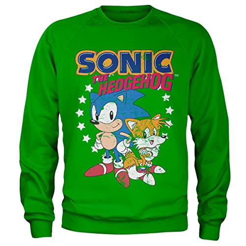 Sonic The Hedgehog Offizielles Lizenzprodukt Sonic & Tails Sweatshirt (Grün), S von Sonic The Hedgehog