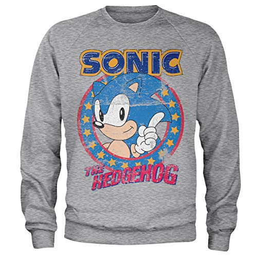 Sonic The Hedgehog Offizielles Lizenzprodukt Sweatshirt (Heather Gray), XL von Sonic The Hedgehog