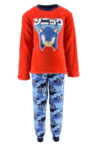 Sonic The Hedgehog Pyjama für Jungen, T-Shirt und Lange Hose, 2-Teilig, für Jungen, Sonic Design Weicher Rot Fleece-Schlafanzug, Pyjama Geschenk für Kinder | 3 Jahre - Rot von Sonic The Hedgehog
