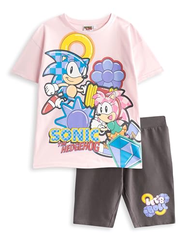 Sonic The Hedgehog Rosa T-Shirt und Shorts-Set für Mädchen | Süßes „Let’s Roll“ Sonic & Amy Rose Grafik-T-Shirt | Kurzarm- und Shorts-Freizeitkleidung | Sonic Merchandise – 4–5 Jahre von Sonic The Hedgehog