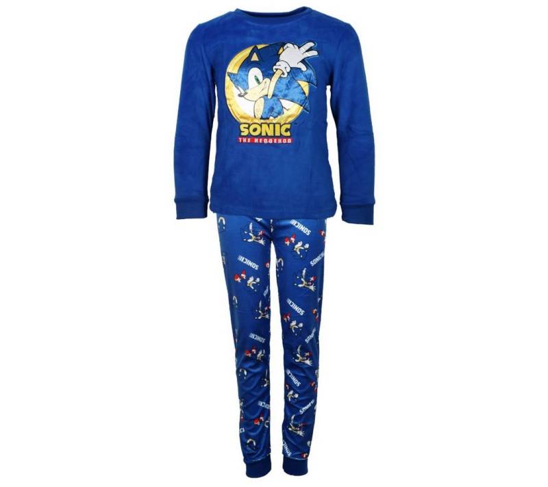 Sonic The Hedgehog Schlafanzug Sega Sonic The Hedgehog Kinder Velours langarm Pyjama Gr. 104 bis 134 von Sonic The Hedgehog