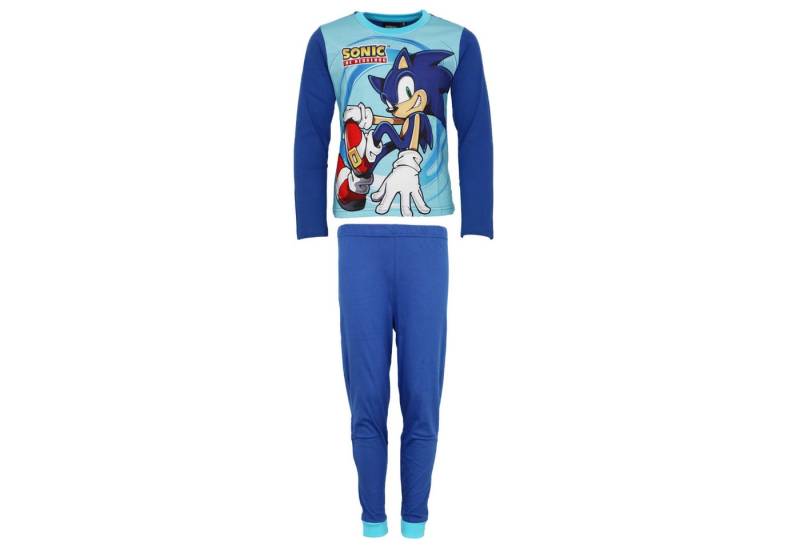 Sonic The Hedgehog Schlafanzug Sonic The Hedgehog Kinder Schlafanzug Pyjama Shirt Hose Gr. 98 bis 128, Baumwolle von Sonic The Hedgehog