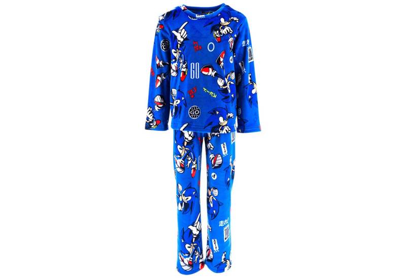 Sonic The Hedgehog Schlafanzug mit Sonic-Muster (2 tlg) Jungen Pyjama langarm Gr. 104 - 140 cm von Sonic The Hedgehog