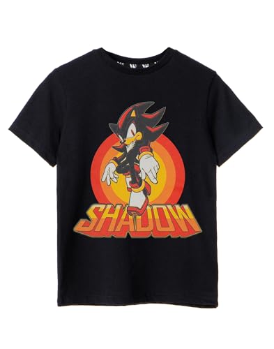 Sonic The Hedgehog Schwarz Jungen Schatten T-Shirt | Schatten-Charakter-Design | Authentisches Sonic Merchandise | Komfortables T-Shirt für Gaming-Enthusiasten von Sonic The Hedgehog