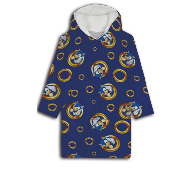 Sonic The Hedgehog Sweatponcho Sonic the Hedgehog Herren Kuschelponcho Kuscheldecke mit Ärmeln Kapuze Tasche von Sonic The Hedgehog