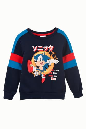 Sonic The Hedgehog Sweatshirt für Jungen, Pullover Sonic der Igel Design, Weiches Dunkelblau Textil-Sweatshirt, Geschenk für Jungen, Größe 4 Jahre - Blau von Sonic The Hedgehog