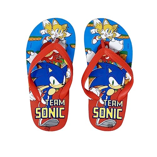 Sonic The Hedgehog Zehentrenner für Jungen, Sonic Kinder-Sommersandalen, Größe EU 27/28 | Rot von Sonic The Hedgehog