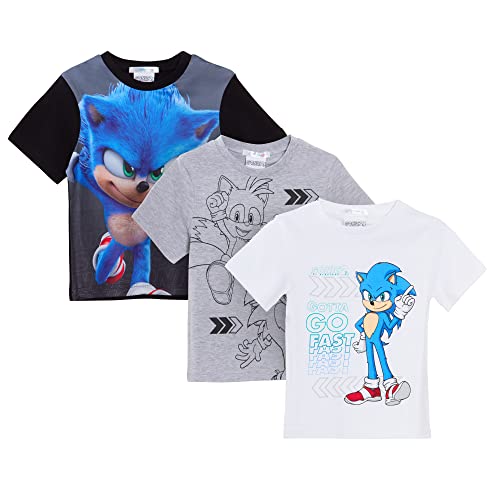 Sonic The Hedgehog Jungen 3er-Pack T-Shirts Kinder Gamer Tops Kurzarm Tees Multipack, mehrfarbig, 9-10 Jahre von Sonic The Hedgehog