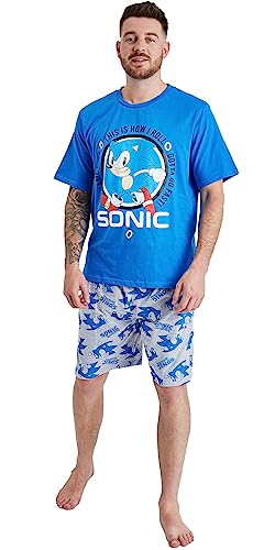 Sonic The Hedgehog Kurzer Schlafanzug für Herren, Gaming-Schlafanzug, Sonic, S von Sonic The Hedgehog