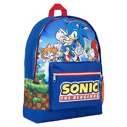 Sonic The Hedgehog Rucksack Kinder, Schulrucksack Jungen Mädchen Backpack Unisex Kinderrucksack Schulrucksack Schultasche Offiziell Fanartikel (Blau/Rot) von Sonic The Hedgehog