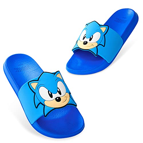 SONIC THE HEDGEHOG Badelatschen Sommer | Badeschuhe für Jungen und Mädchen in der Größe 28-34 | Hochwertige Badeschlappen Strand oder Zuhause | Robuste Kinder Hausschuhe (Blau, numeric_33) von SONIC THE HEDGEHOG
