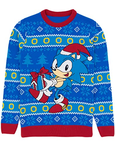 Sonic the Hedgehog Herren Weihnachten Erwachsene blau gestrickt Weihnachten L von Sonic the Hedgehog