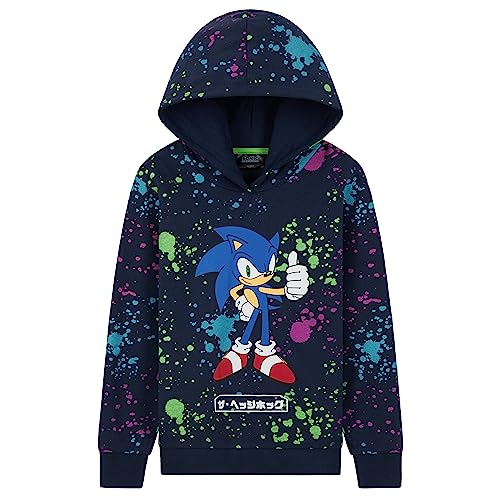 Sonic The Hedgehog Hoodie Kinder Jungen 4-12 Jahre Hoodie Jungen Jugendliche Coole Kapuzenpullover Unisex (Marineblau, 11-12 Jahre) von Sonic The Hedgehog