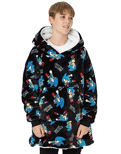 Sonic the Hedgehog VUddie Oversized Decke Kapuzenpullover | Premium-Fleece-Pullover mit Sherpa-Futter | Game Sweatshirt in Einheitsgröße mit großer Tasche von Sonic the Hedgehog