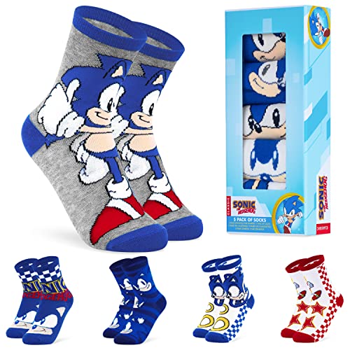SONIC THE HEDGEHOG Kinder Socken Jungen Mädchen 5 Paar Set (as3, numeric, numeric_35, numeric_39, regular) von SONIC THE HEDGEHOG