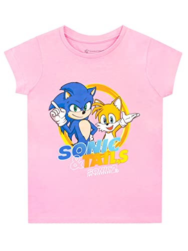 Sonic The Hedgehog Mädchen T-Shirt Sonic und Tails Rosa 152 von Sonic The Hedgehog