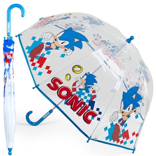 Sonic the Hedgehog Regenschirm für Kinder Jungen Mädchen Durchsichtig Lustiger Regenschirm Transparent Offiziell Sonic Merchandise von Sonic the Hedgehog