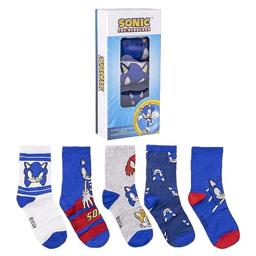 Sonic Unisex Kids 5er Pack Socken, bunt, 35-38 von Sonic