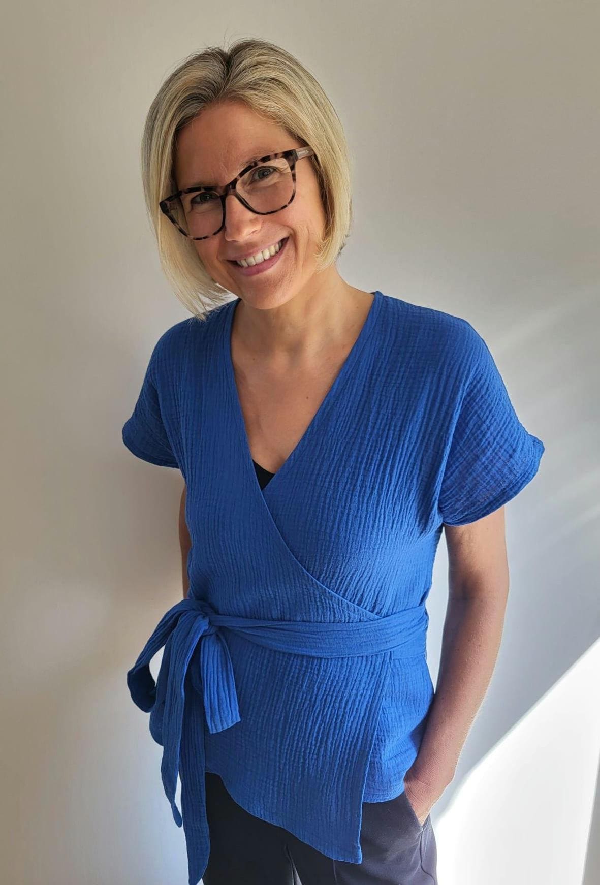 Farbauswahl - Gr.xs Xxl Gr.34-44 Modell Anna Wickelbluse Musselinbluse Damen Top- Shirt Musselin Wrap Blouse von SonjaAntons